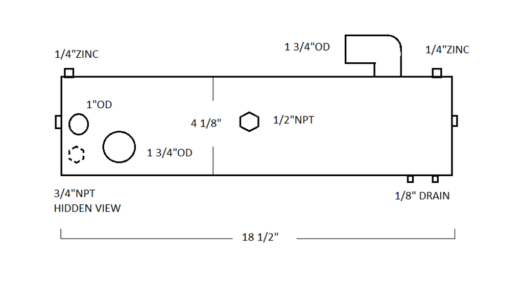 42209 A CUPRO NICKEL WESTERBEKE HEAT EXCHANGER | LE: 42209-ACN