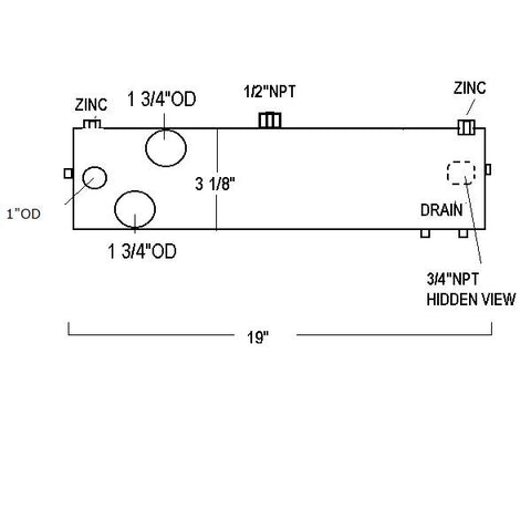 40164CN WESTERBEKE HEAT EXCHANGER | LE: 40164CN CUPRO NICKEL